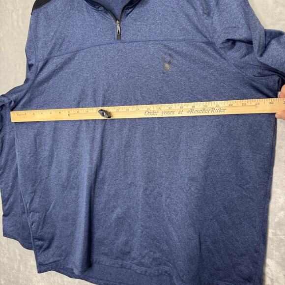 Spyder ProWeb Active Mens XL Blue Pullover Quarter Zip Sweatshirt Knit Logo - Picture 7 of 10